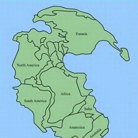 все континенты были соединены в один, который назывался Пангея.